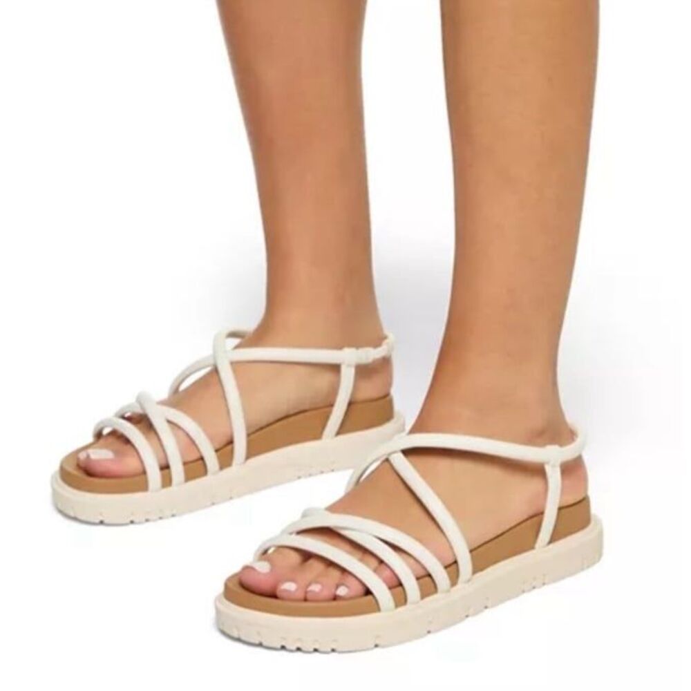 Roxy Women's Brooke Slip-On Flat Strappy Sandals White 8 NEW